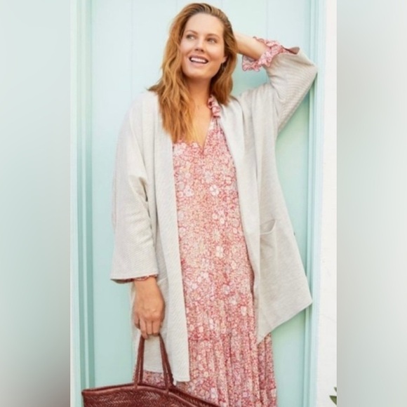 DONNI. Ribbed Oversized Open Cardigan Sweater Coat Duster in Sandwash OSFA - Picture 1 of 7